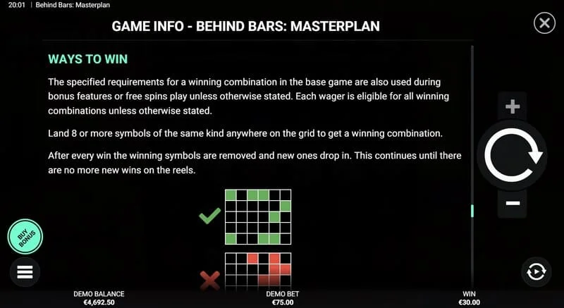 Behind Bars Masterplan – преглед на добитни линии и комбинации